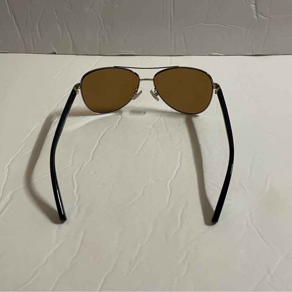 Coach Aviator Style Light Gold Sunglasses Brown Lenses with Turquoise Case - Picture 4 of 11